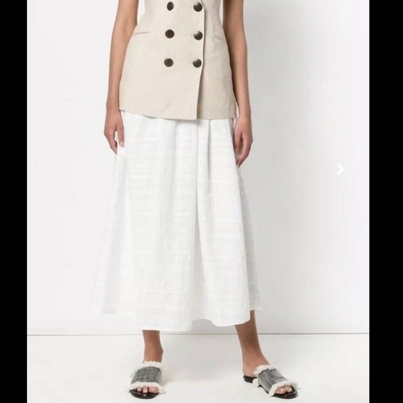 $350 Mara Hoffman Viola Midi Skirt White Jacquard Z341-4